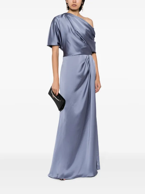 Amsale off-shoulder draped-detail Gown | Blue | FARFETCH OM
