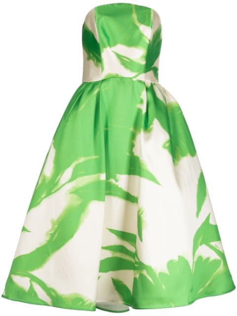 Amsale abstract-print strapless dress