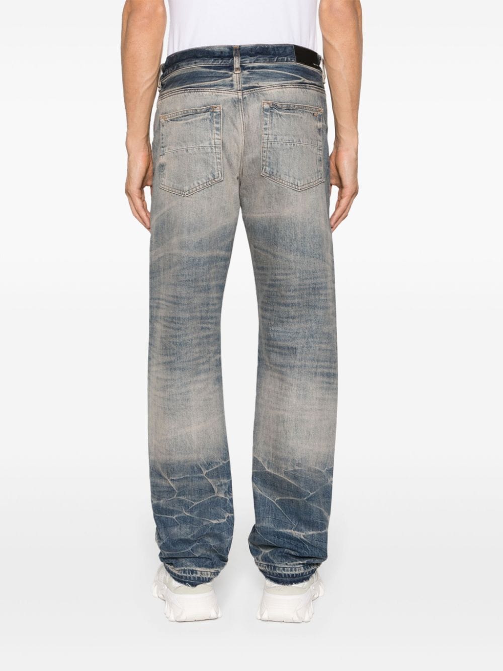 Shop Amiri Release-hem Straight-leg Jeans In Blue