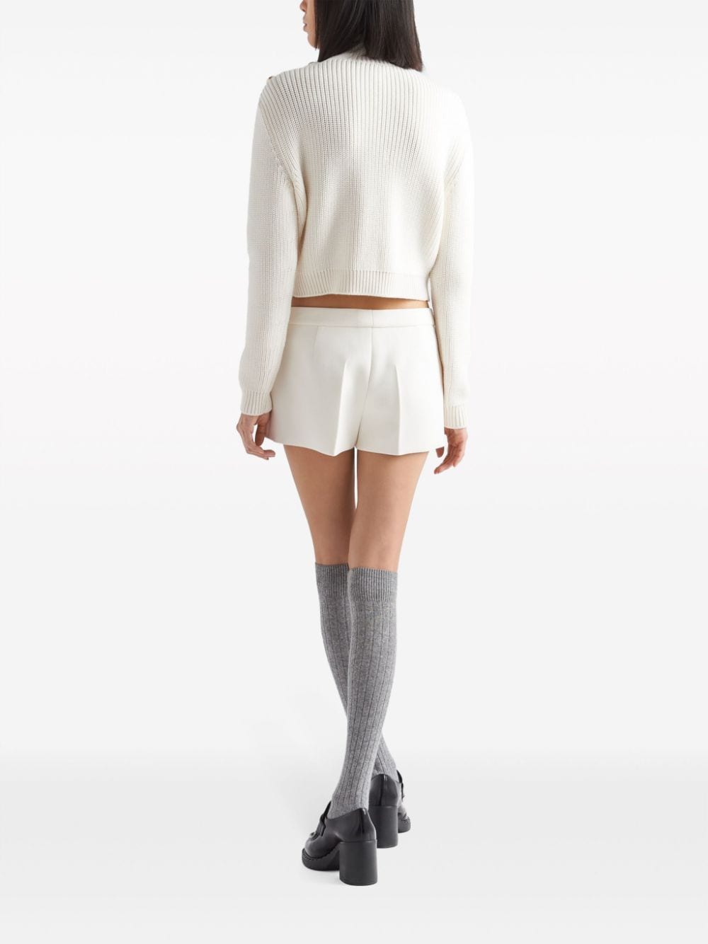 Shop Prada Button-embellished Wool Jumper In White