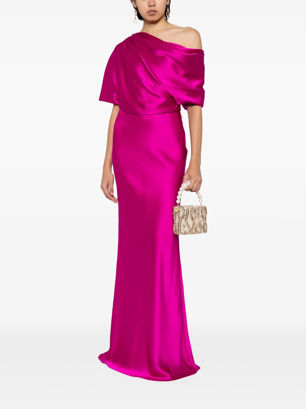 Amsale Off-shoulder avondjurk Paars