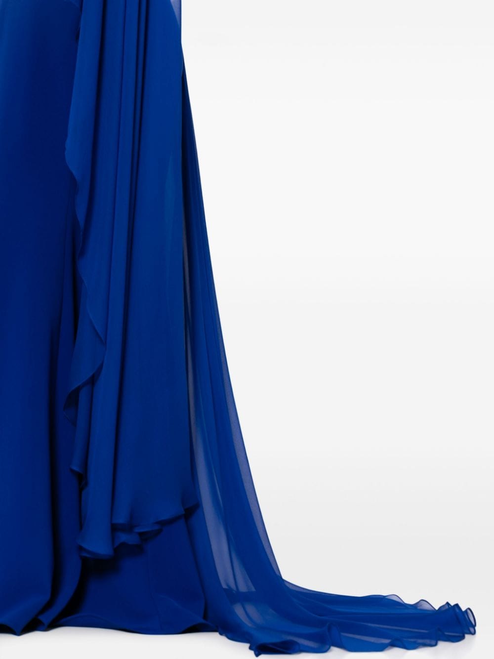 Shop Amsale One-shoulder Chiffon Gown In Blue