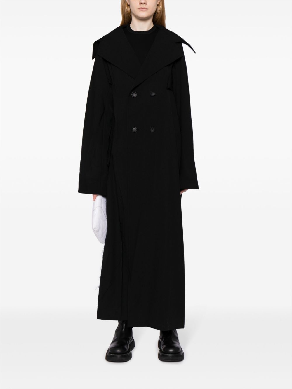 Yohji Yamamoto Jas met wijde revers - Zwart