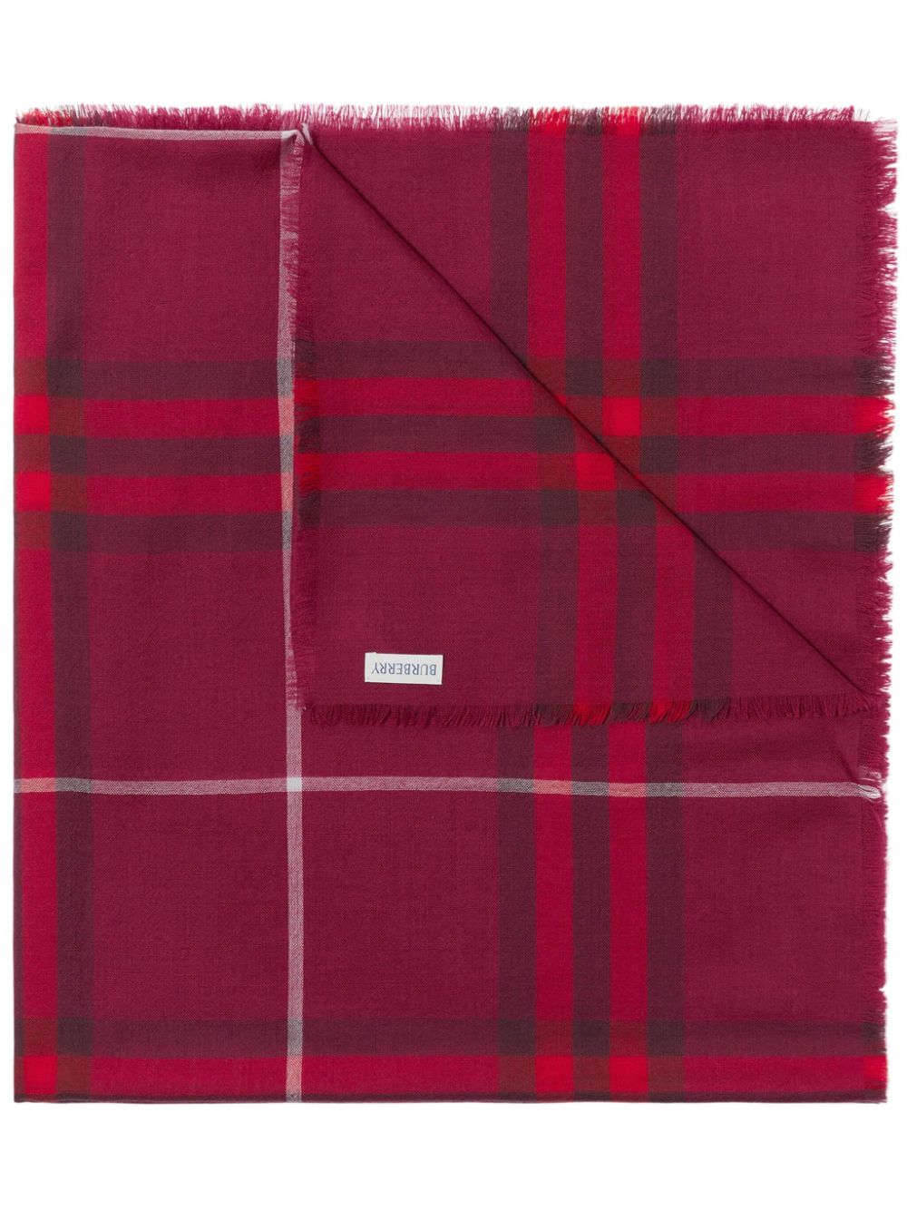 Burberry Checked Wool Scarf In Red