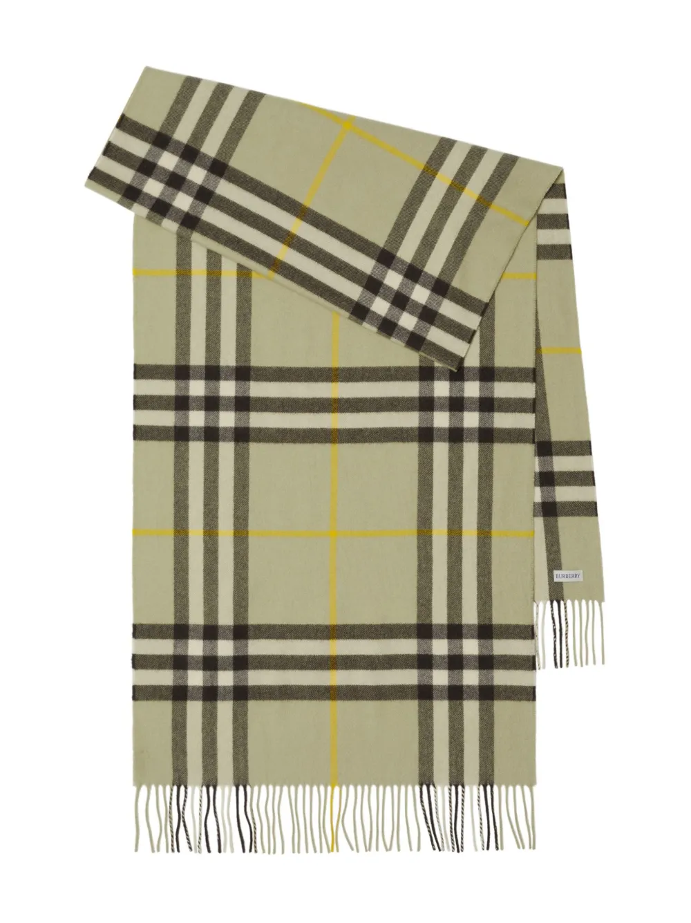 Shop Burberry Checked Cashmere Scarf In Green