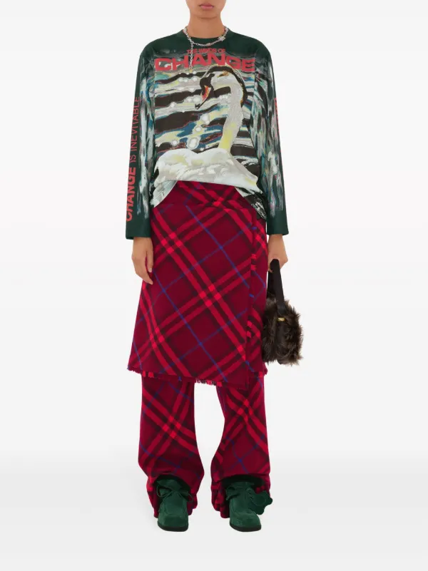 Burberry Checked straight-leg Wool Trousers | Red | FARFETCH