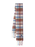 Ader Error plaid logo-patch scarf - Blue