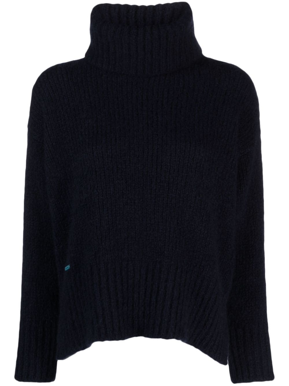 Shop Alanui Roll-neck Cashmere-silk Knit Jumper In Blue