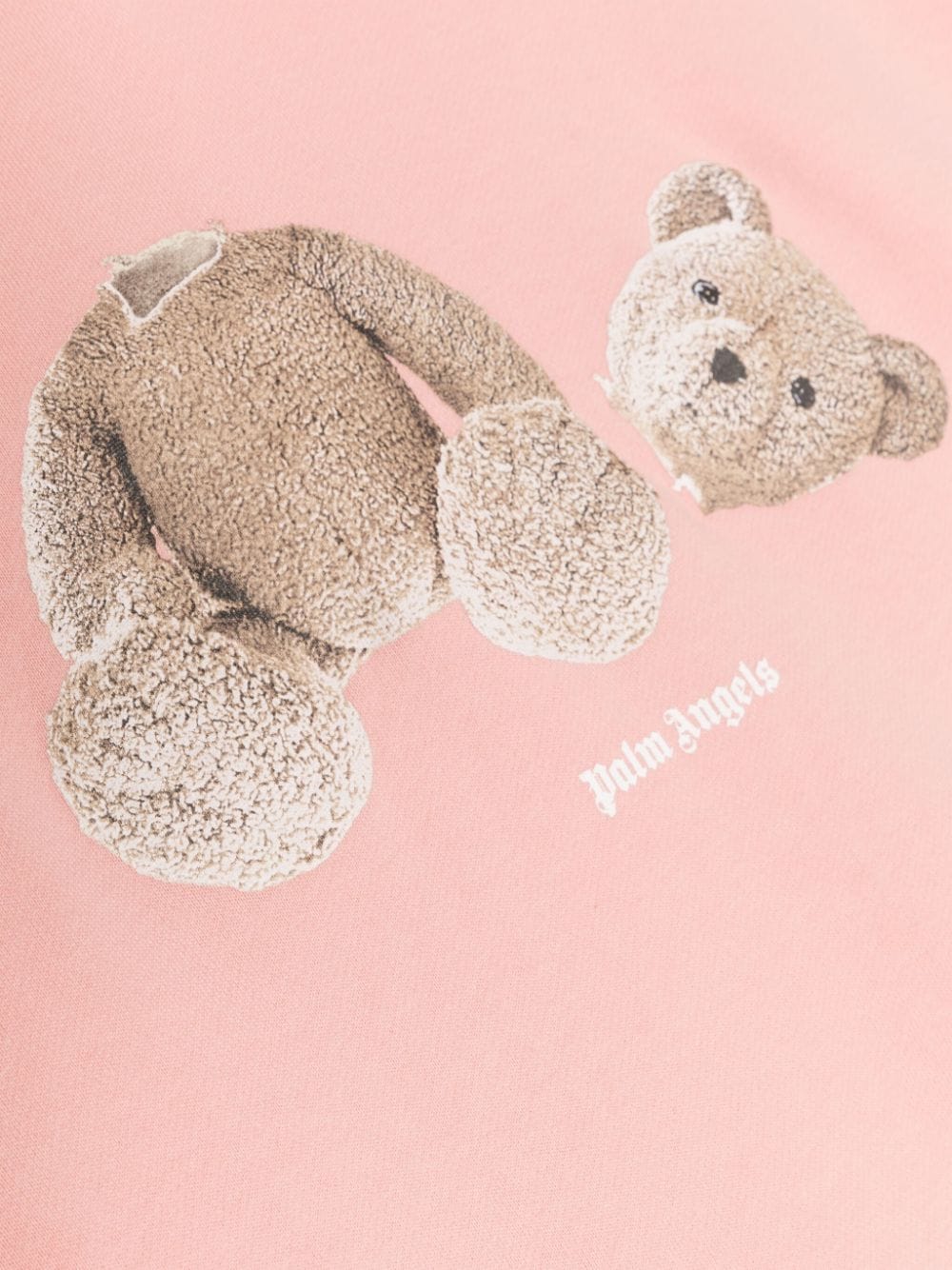 Shop Palm Angels Teddy-bear-print Cotton Hoodie In Pink