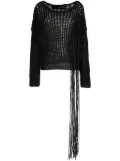 Isabel Benenato open-knit fringed jumper - Black