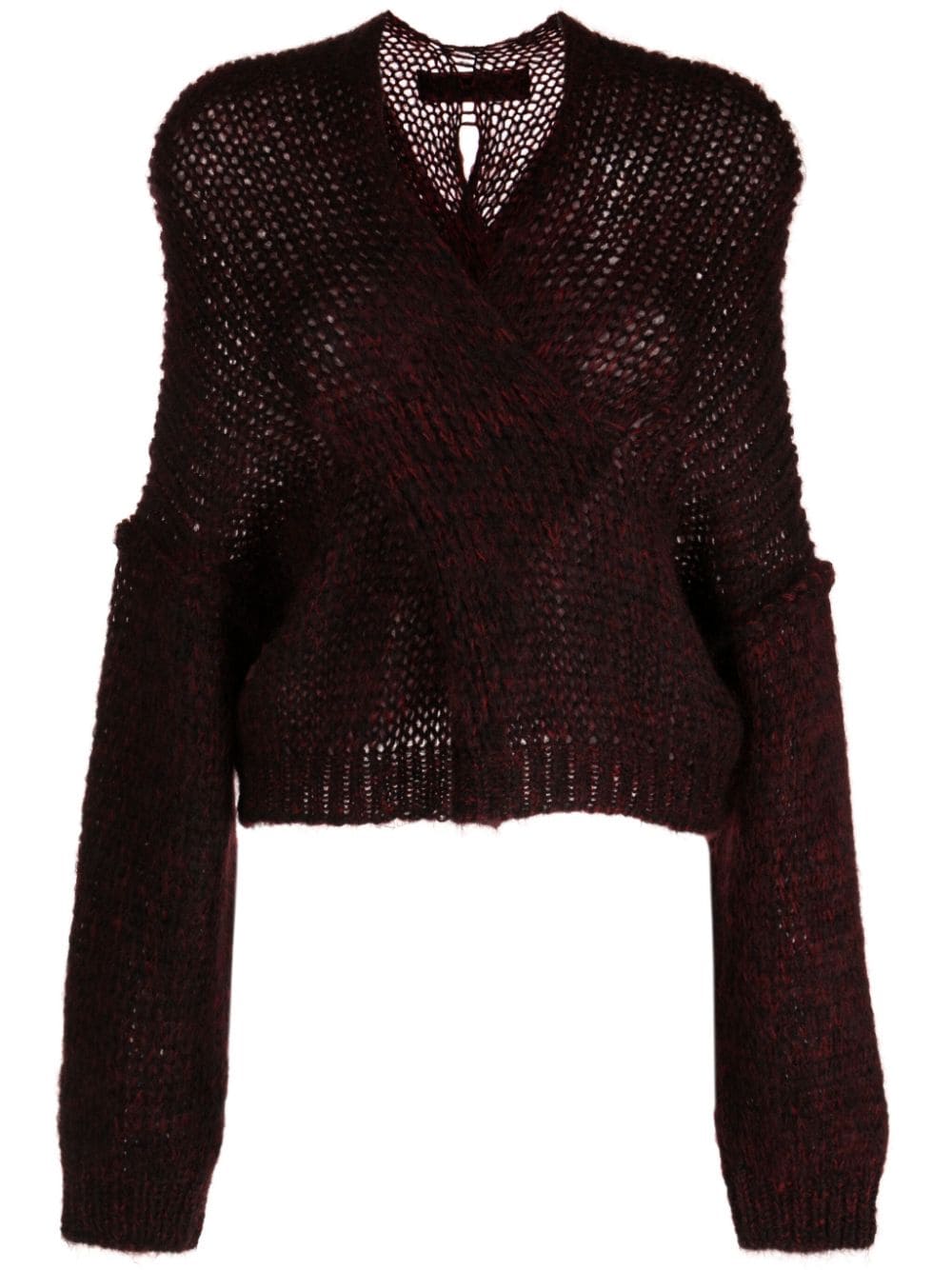 Isabel Benenato Open-knit V-neck Jumper In Red