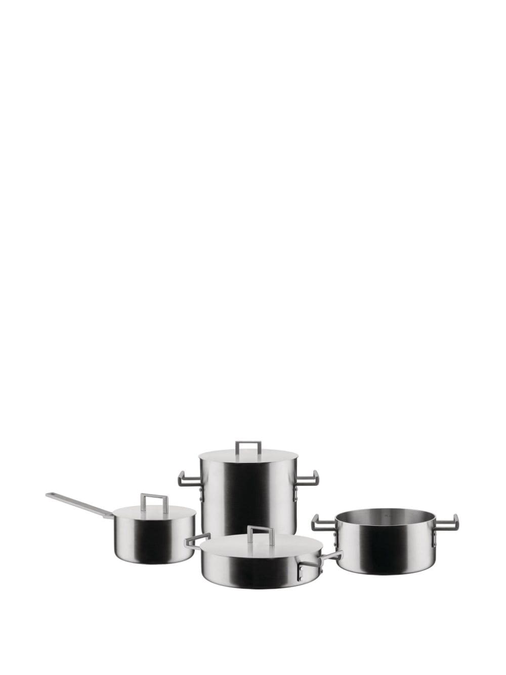 Shop Alessi Multiply Steel Cookware Set In Silver