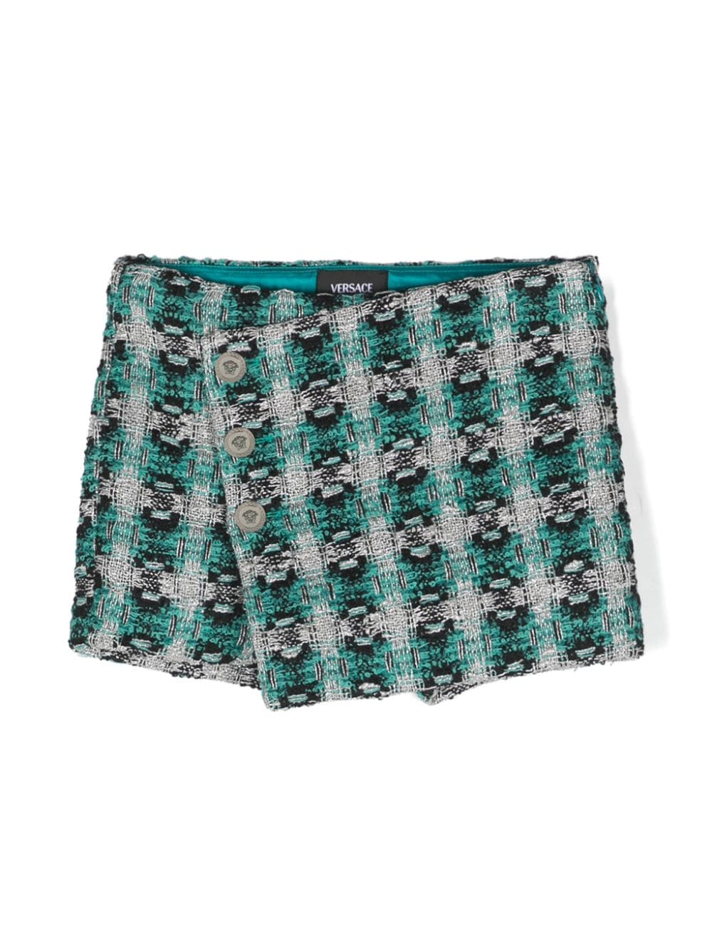 Versace Kids' Medusa Tweed Shorts In Green