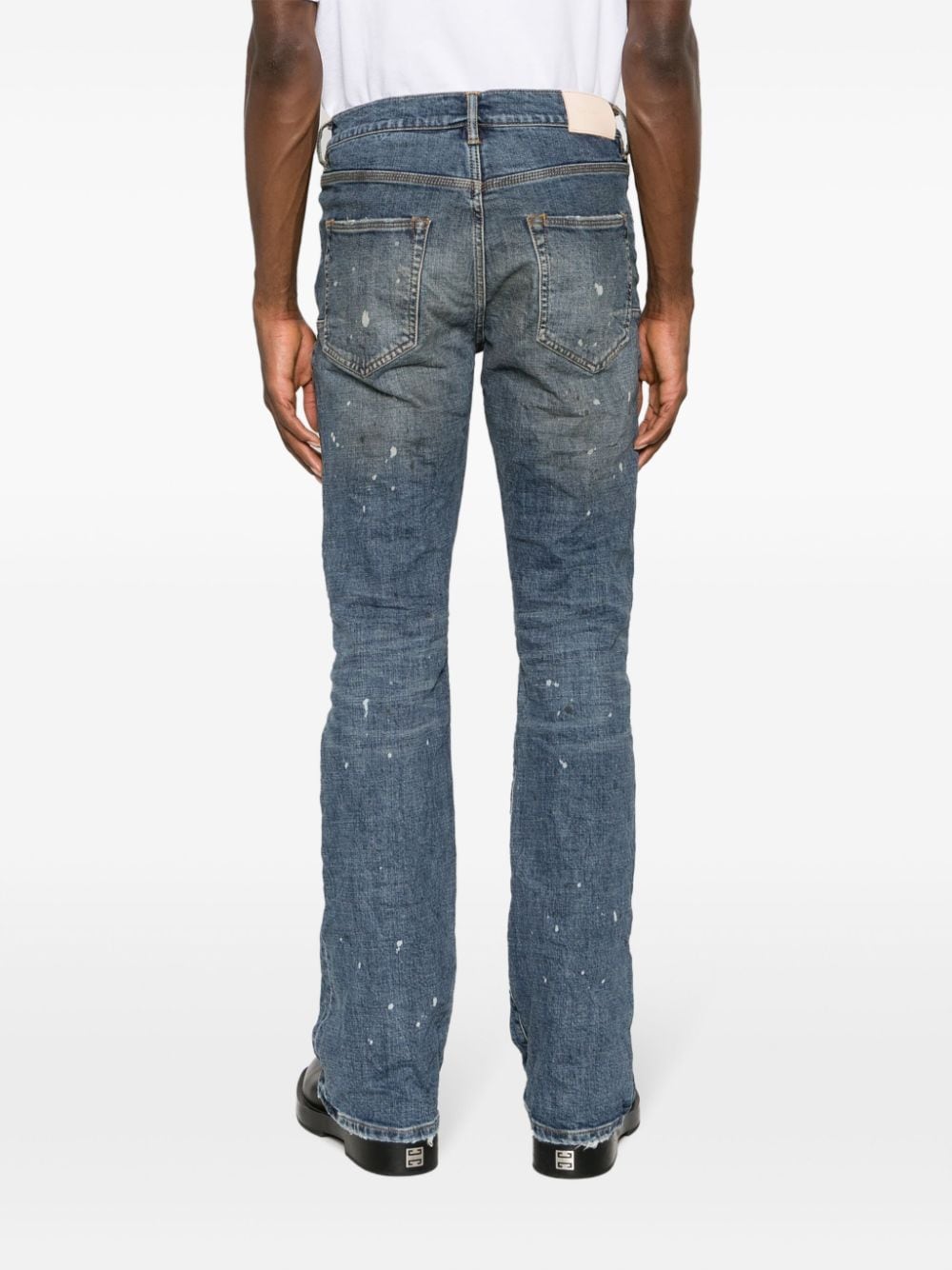 Purple Brand P004 Paint-splattered Stretch-denim Bootcut Jeans in