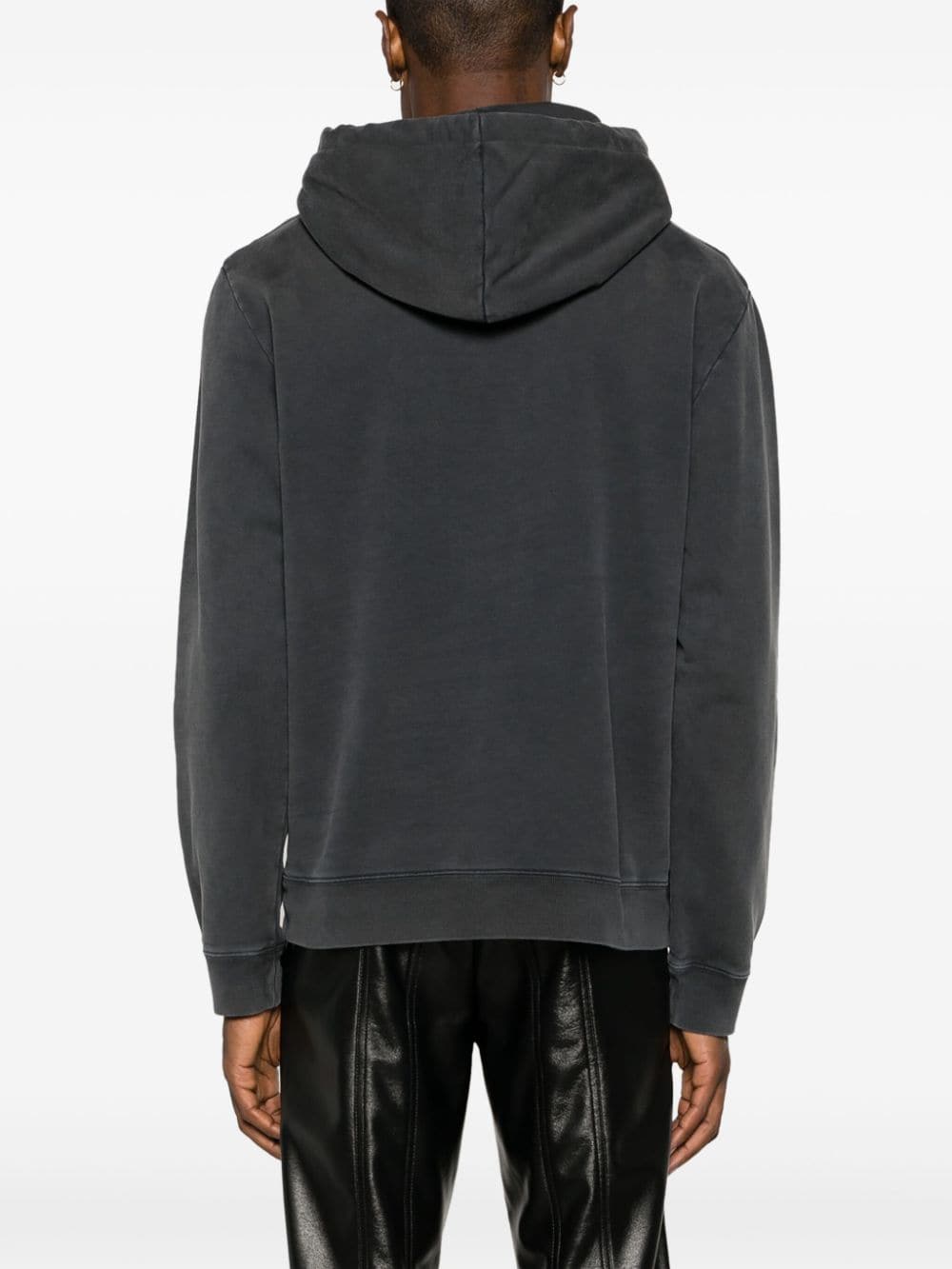 Shop Courrèges Logo-embroidered Stonewashed Hoodie In Grey