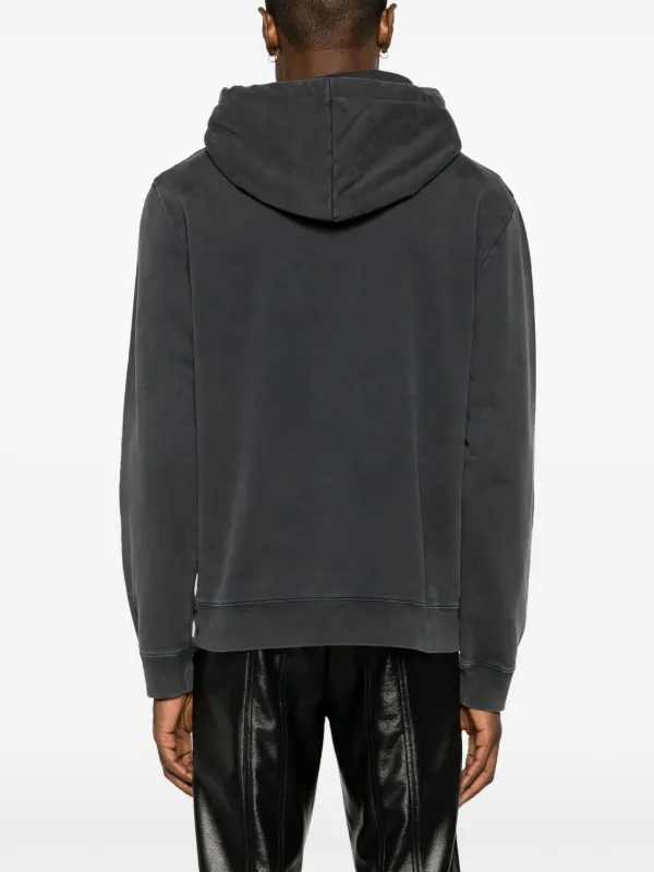 Courrèges logo-embroidered Stonewashed Hoodie | Grey | FARFETCH