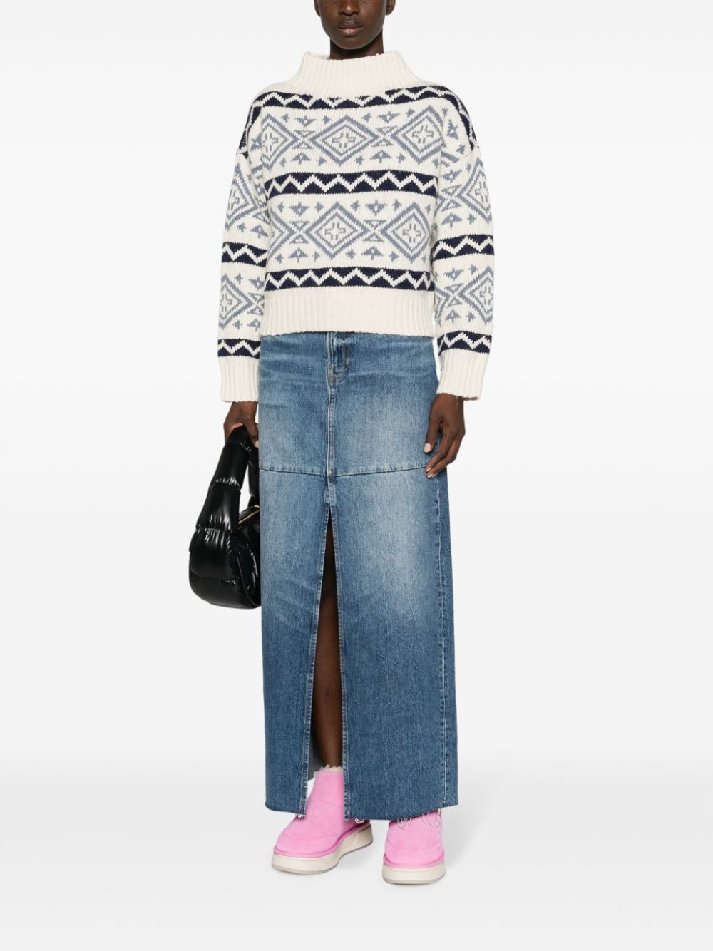 Shop Polo Ralph Lauren Intarsia-knit Wool-blend Jumper In Neutrals