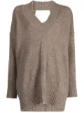 Isabel Benenato open-knit V-neck jumper - Brown