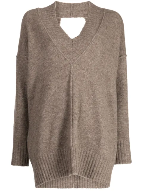 Isabel Benenato open-knit V-neck jumper