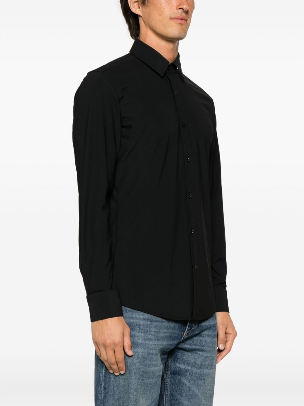 Shop Hugo Boss Long-sleeves Button-up Shirt In Black