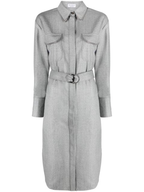 Brunello Cucinelli Monili-chain belted shirtdress Women