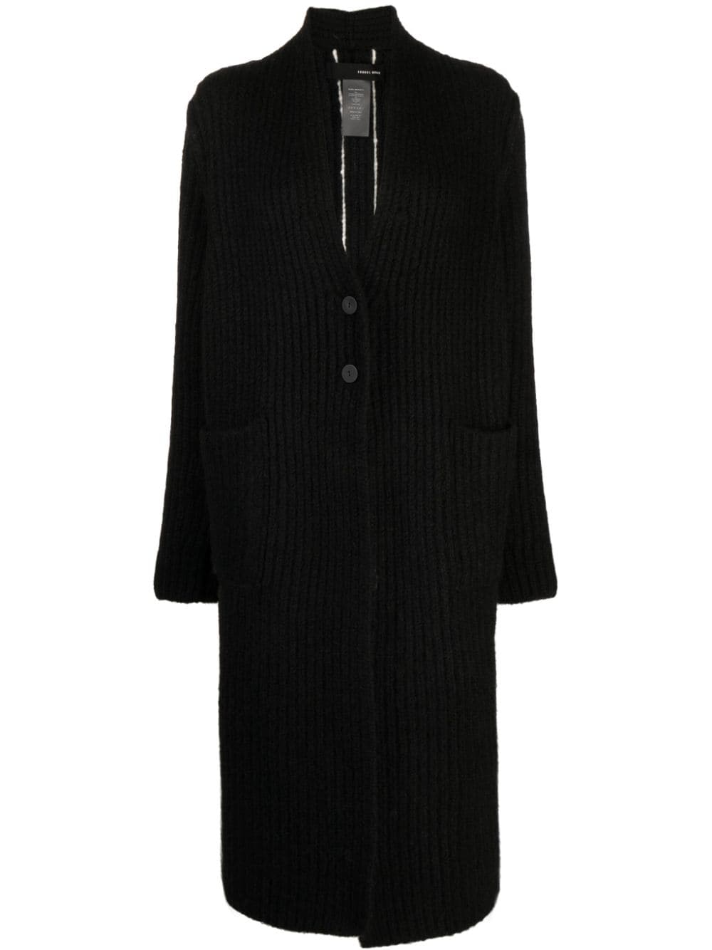 Isabel Benenato Long-slit Merino Wool Blend Cardi-coat In Black