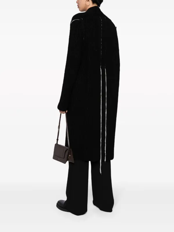 Isabel Benenato ribbed-knit single-breasted Coat | Black | FARFETCH