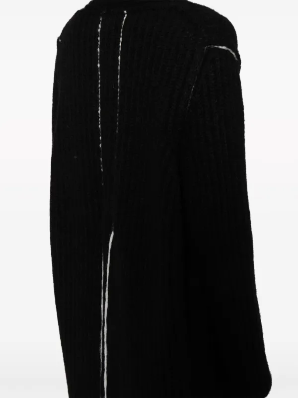 Isabel Benenato ribbed-knit single-breasted Coat | Black | FARFETCH