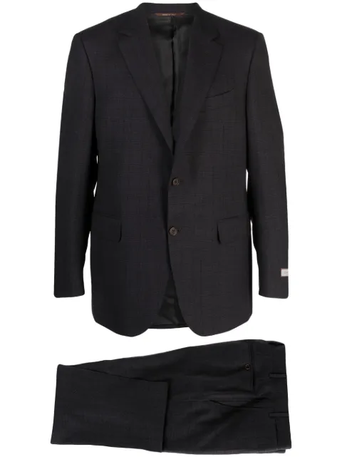 Canali checked single-breasted wool suit