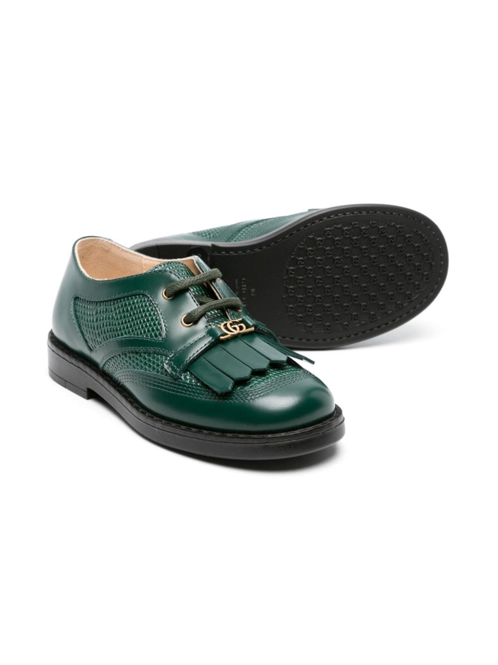 Shop Gucci Double G Lace-up Shoes In Green