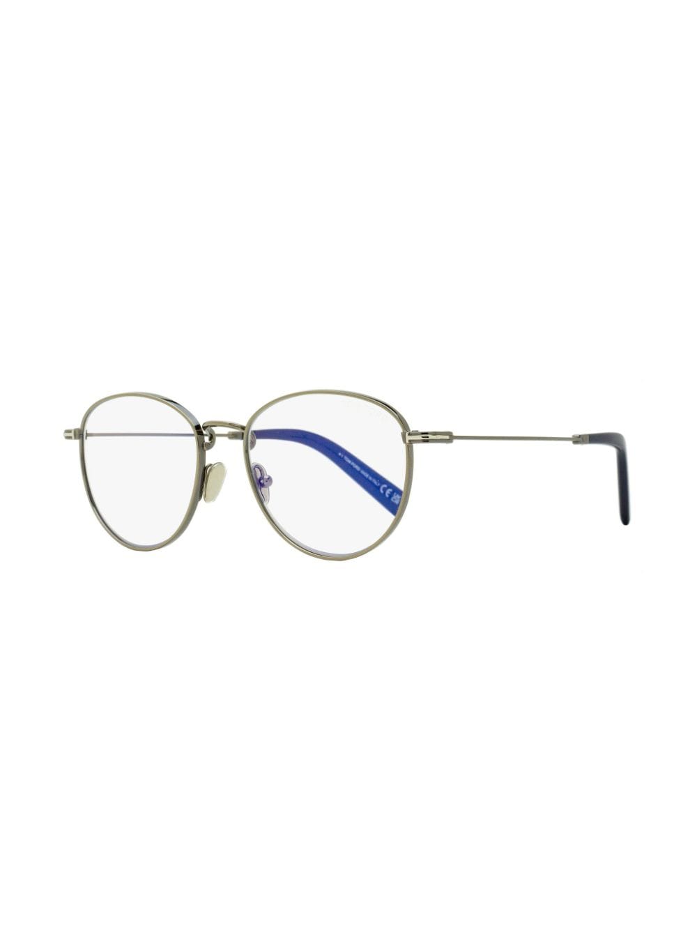 Shop Tom Ford Blue Block Round-frame Glasses In Silver