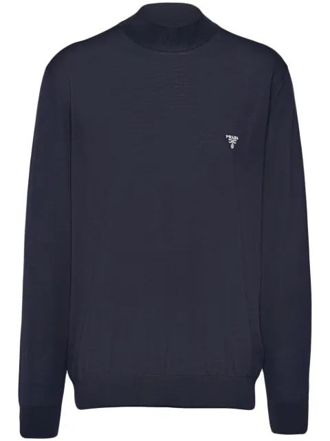 Prada logo-embroidered fine-knit jumper 
