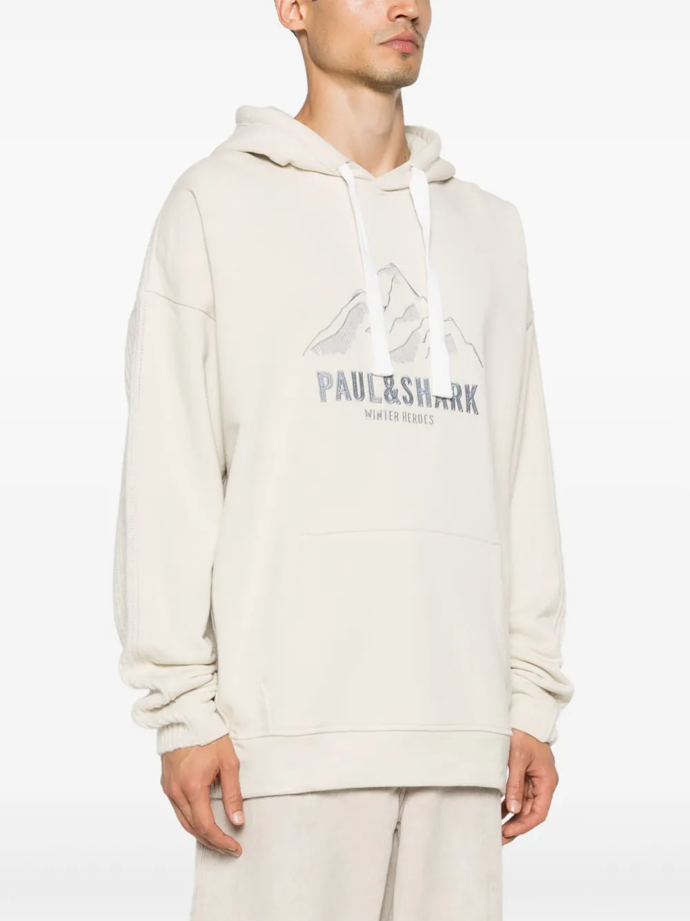 Paul & Shark Hoodie met geborduurd logo Beige