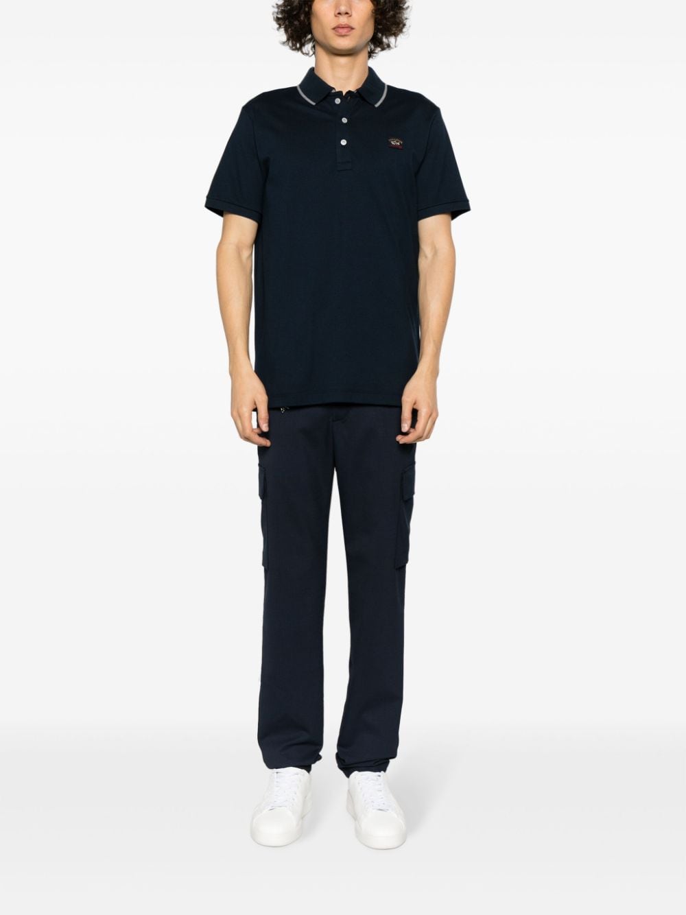 Shop Paul & Shark Logo-patch Cotton Polo Shirt In Blue