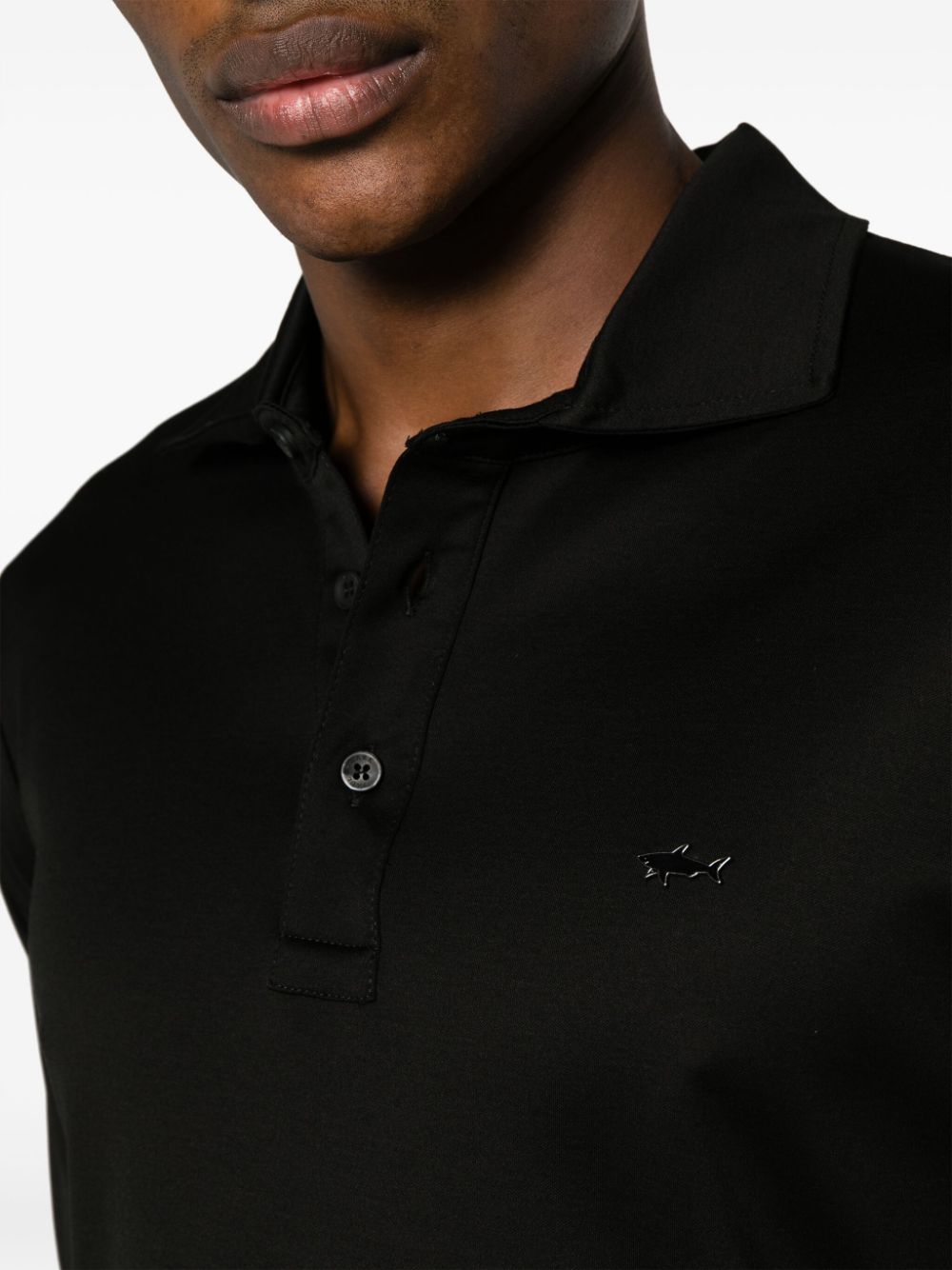 Shop Paul & Shark Logo-plaque Cotton Polo Shirt In Black