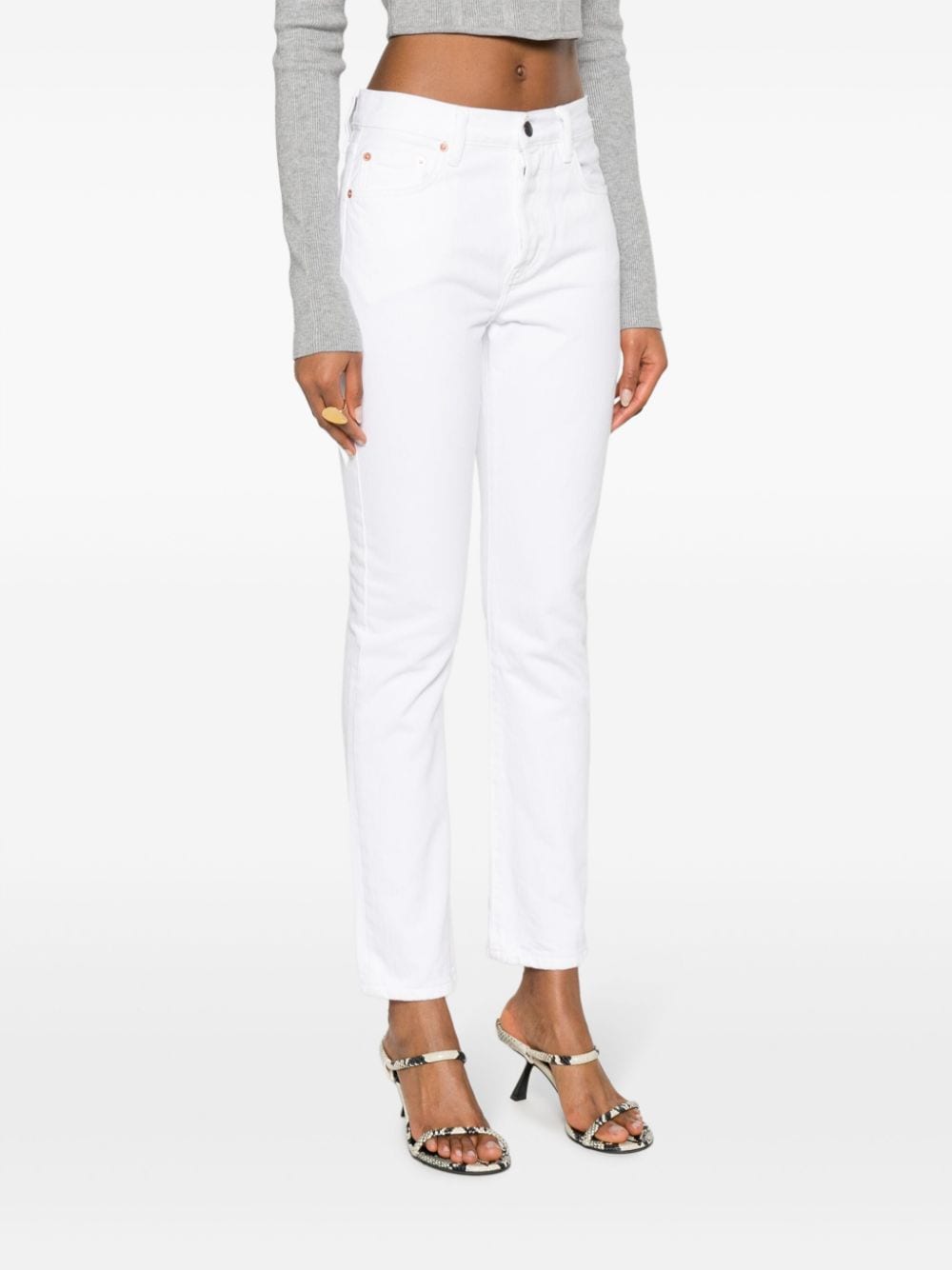 Shop Wardrobe.nyc Mid-rise Tapered Jeans In White