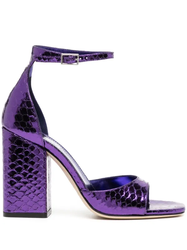 Paris Texas Fiona 100mm Metallic-finish Sandals in Purple