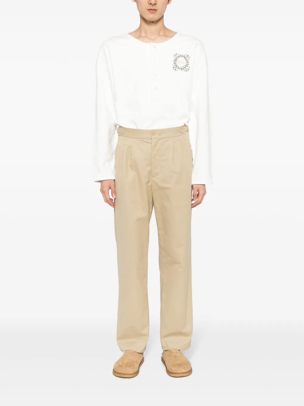 Bode Straight-leg Cotton Trousers In Neutral