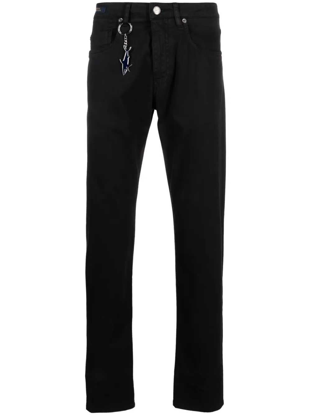 Shop Paul & Shark Shark-keyring Slim-cut Trousers In Black