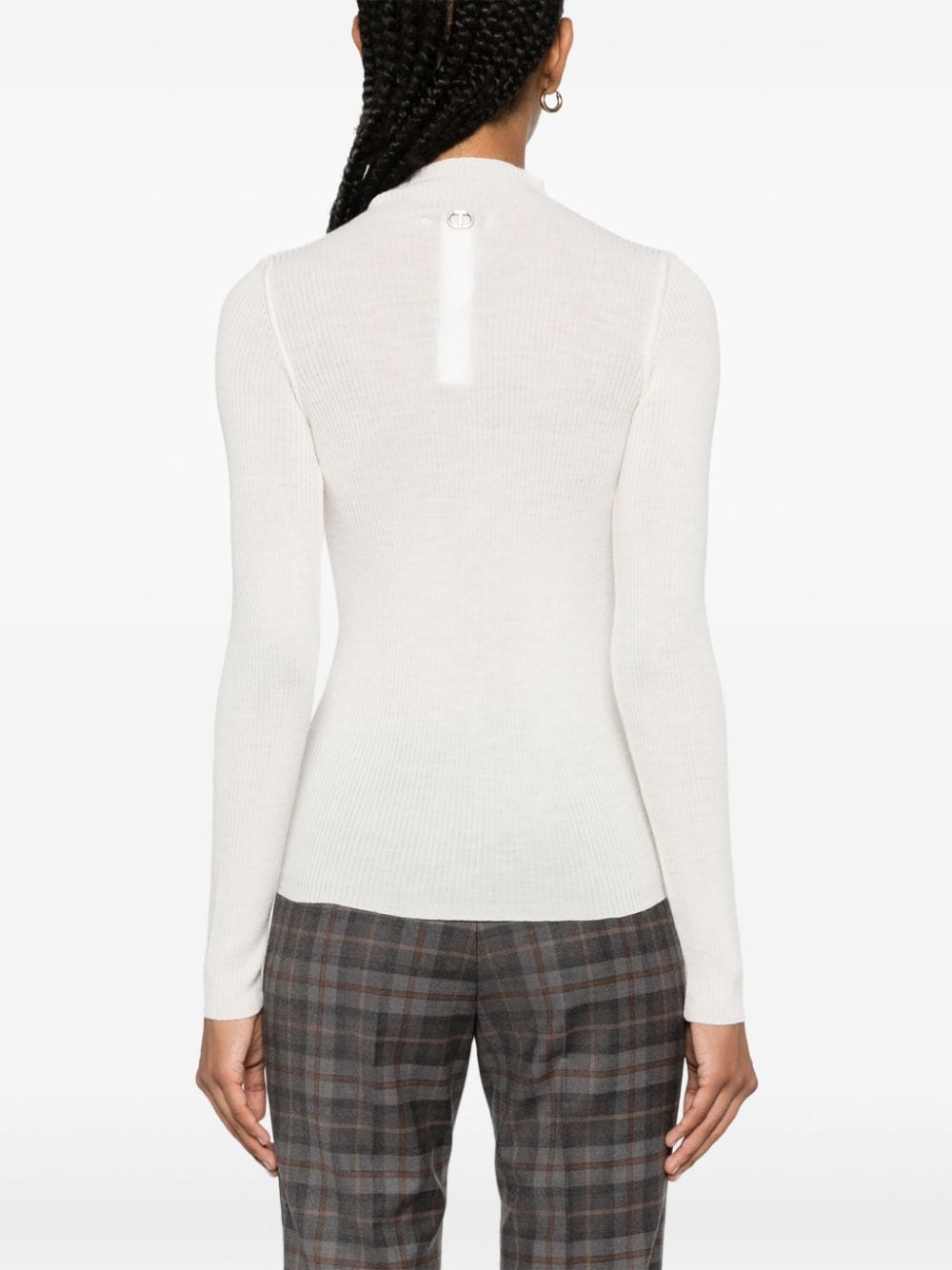 Shop Twinset Ribbed-knit Wool Jumper In White