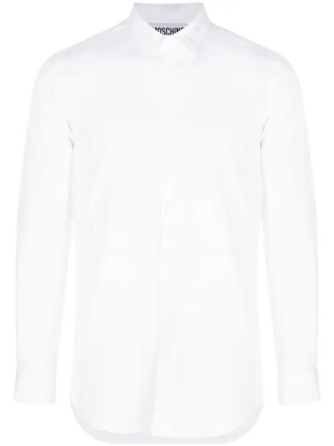 Moschino logo-embroidered long-sleeve cotton shirt