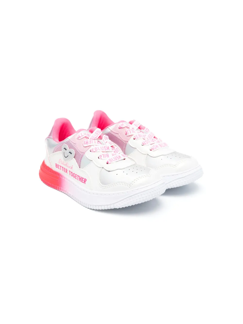 Billieblush logo-print leather sneakers Silver