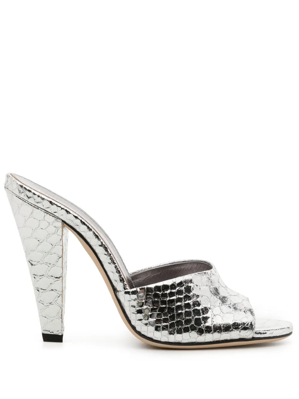 Paris Texas Mules Olivia metallizzate 105mm - Argento