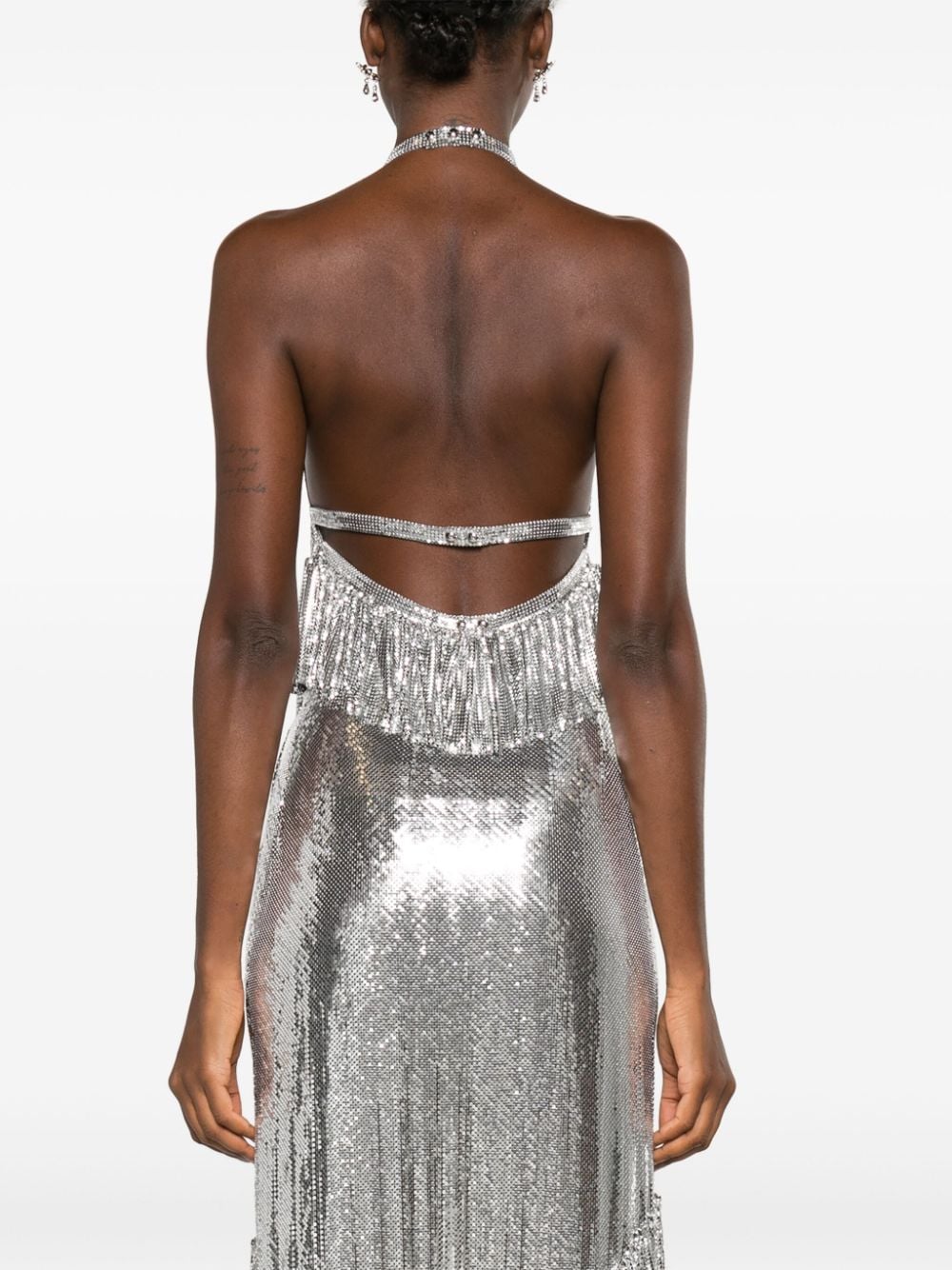 Shop Rabanne Chainmail Halterneck Top In Silver