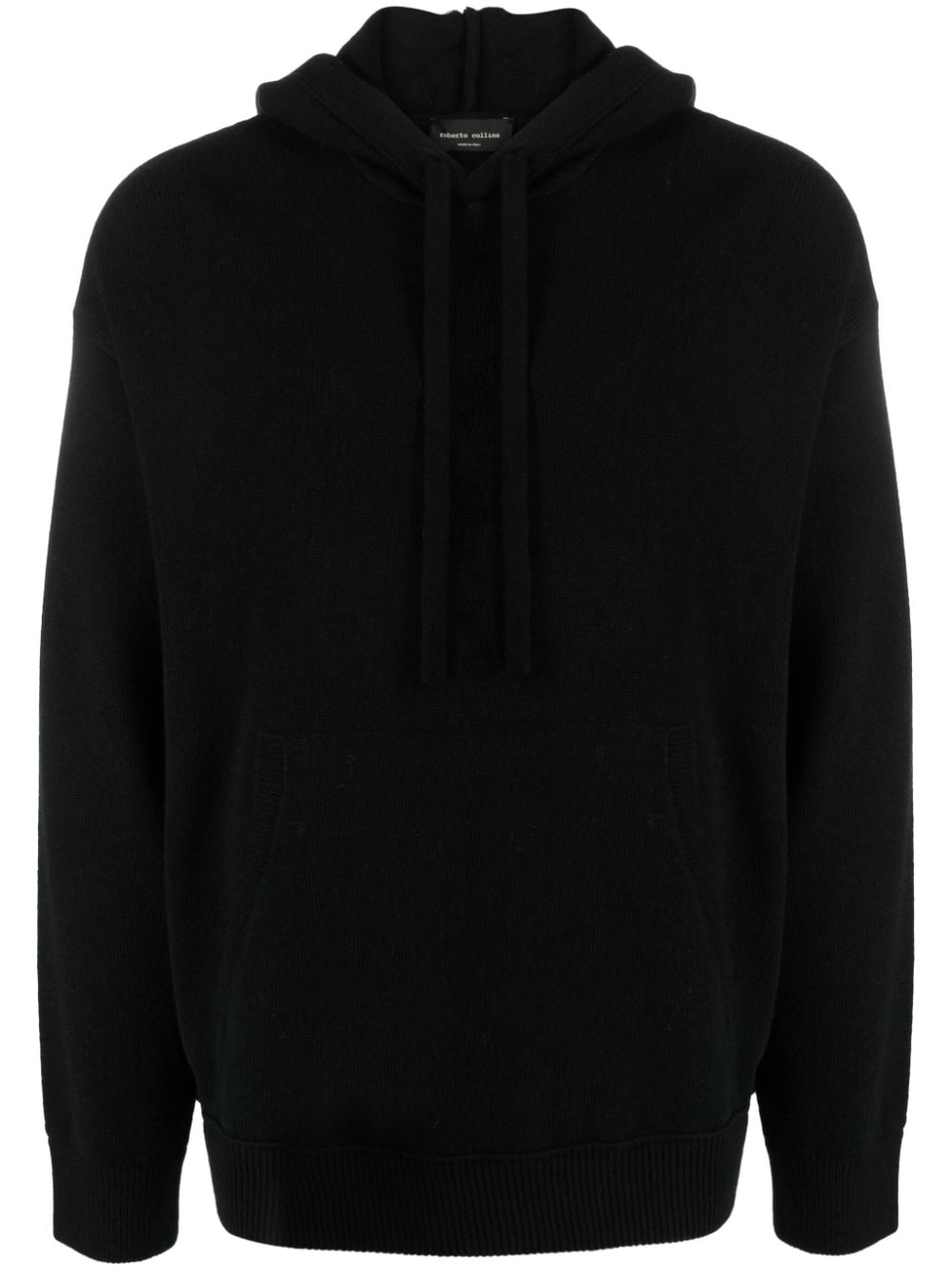 Roberto Collina Fine-knit Drawstring Hoodie In Nero