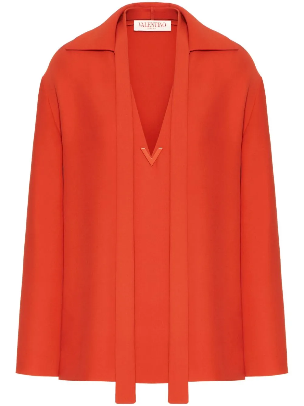 Shop Valentino Vlogo Silk Blouse In Orange