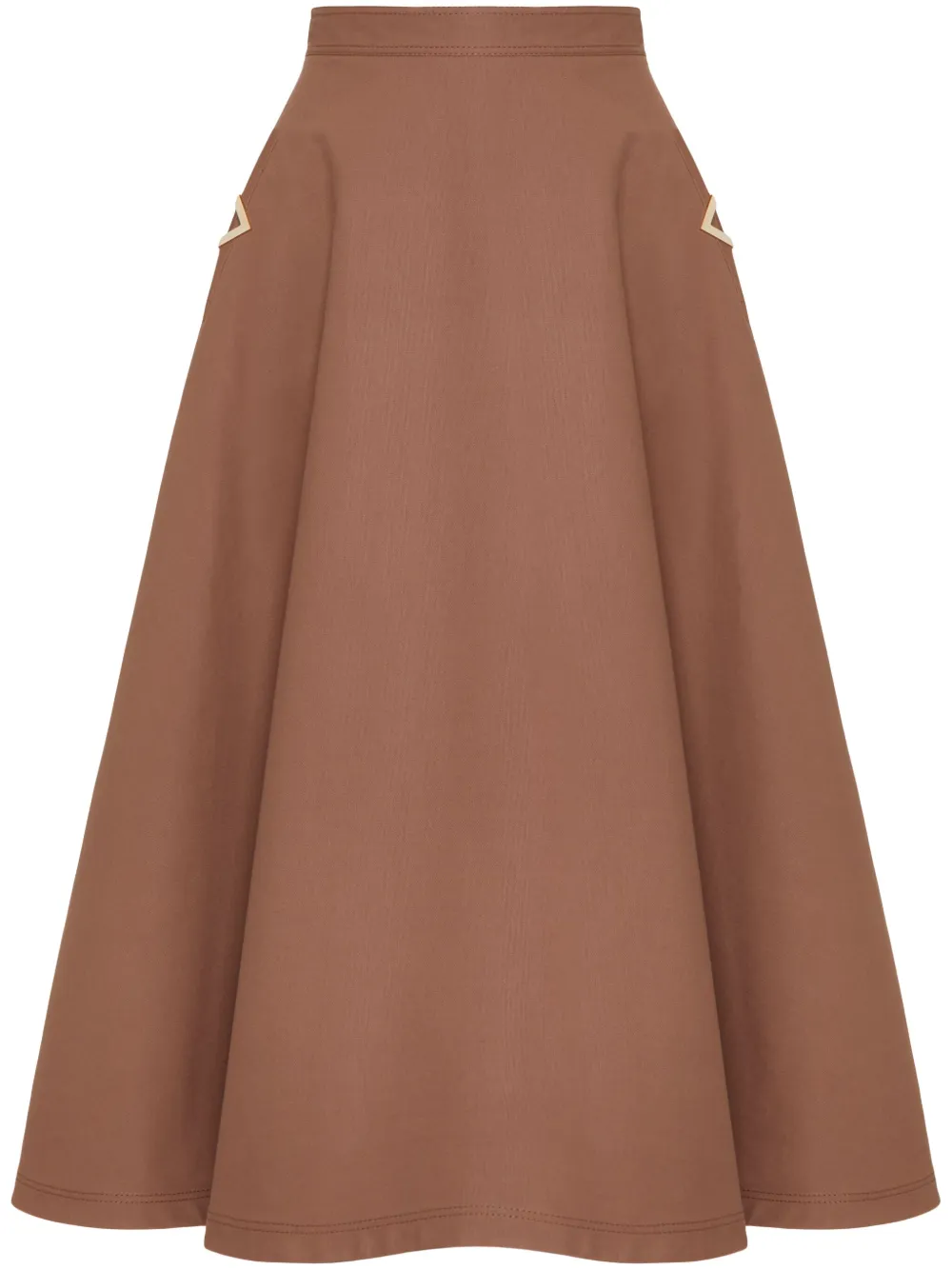 Valentino High-waisted A-line Midi Skirt In Brown