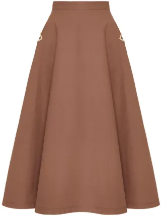 スカート Valentino Viscose Midi Skirt Valentino Garavani VGold Canvas Midi Skirt | Brown | FARFETCH