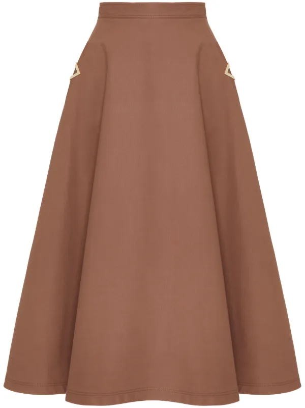 Valentino Garavani VGold Canvas Midi Skirt | Brown | FARFETCH