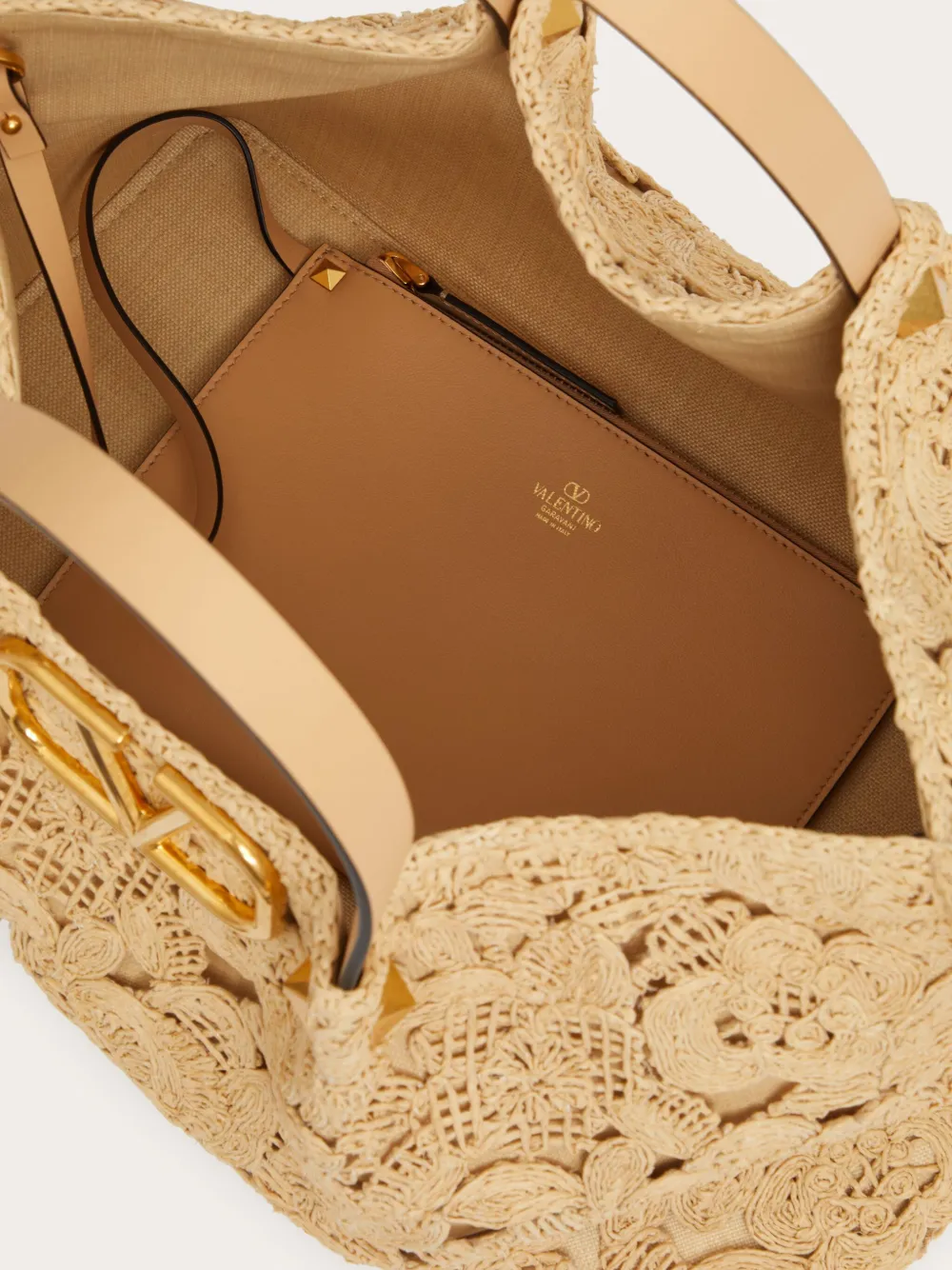Valentino Garavani Medium lace-effect Raffia Tote Bag